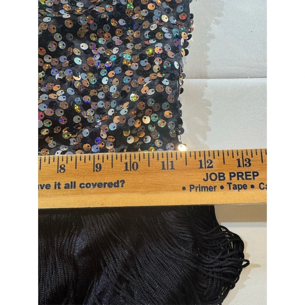 Weissman Black Gold Sequin Fringe Leotard Shorts Large Child LC